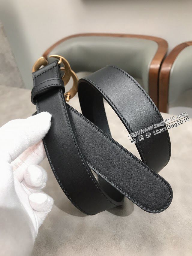 Gucci女士皮帶 古奇珍珠扣雙面牛皮腰帶  jjp1845